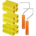 YLTOLOO 12 Pcs Textured Paint Roller Covers with 2 Frames Set, 4 inch 3 Textures Foam Drywall Texture Paint Rollers, House Paint Roller Covers for Art Painting Walls Ceilings