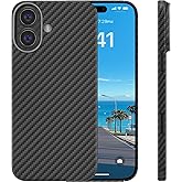 memumi Real Aramid Fiber for iPhone 17 Case, [NO-case Feeling] Durable Sturdy Aramid Fiber with 0.5mm Slim Case for iPhone 17 Thin and Minimalist in Carbon Fiber Design, Grey Black