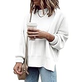 Imily Bela Womens Oversized Tunic Sweaters Fall Slouchy Long Sleeve Ribbed Knit Side Slit Pullover Jumper
