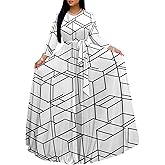 SUZONANA Plus Size Maxi Dresses for Curvy Women Casual 3/4 Sleeve Crewneck Floor Length Floral Print Dress with Belt