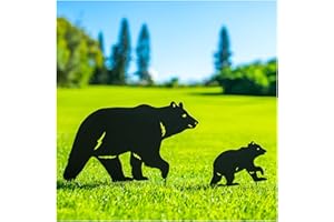 SRDJXY Bear Metal Garden Stakes Decorative Bear Gifts for Women/Men Bear Lovers Gifts,Black Bear Silhouette Statues for Yard Art,Outdoor Decor,Outside,Patio,Lawn Ornaments,Garden Decorations