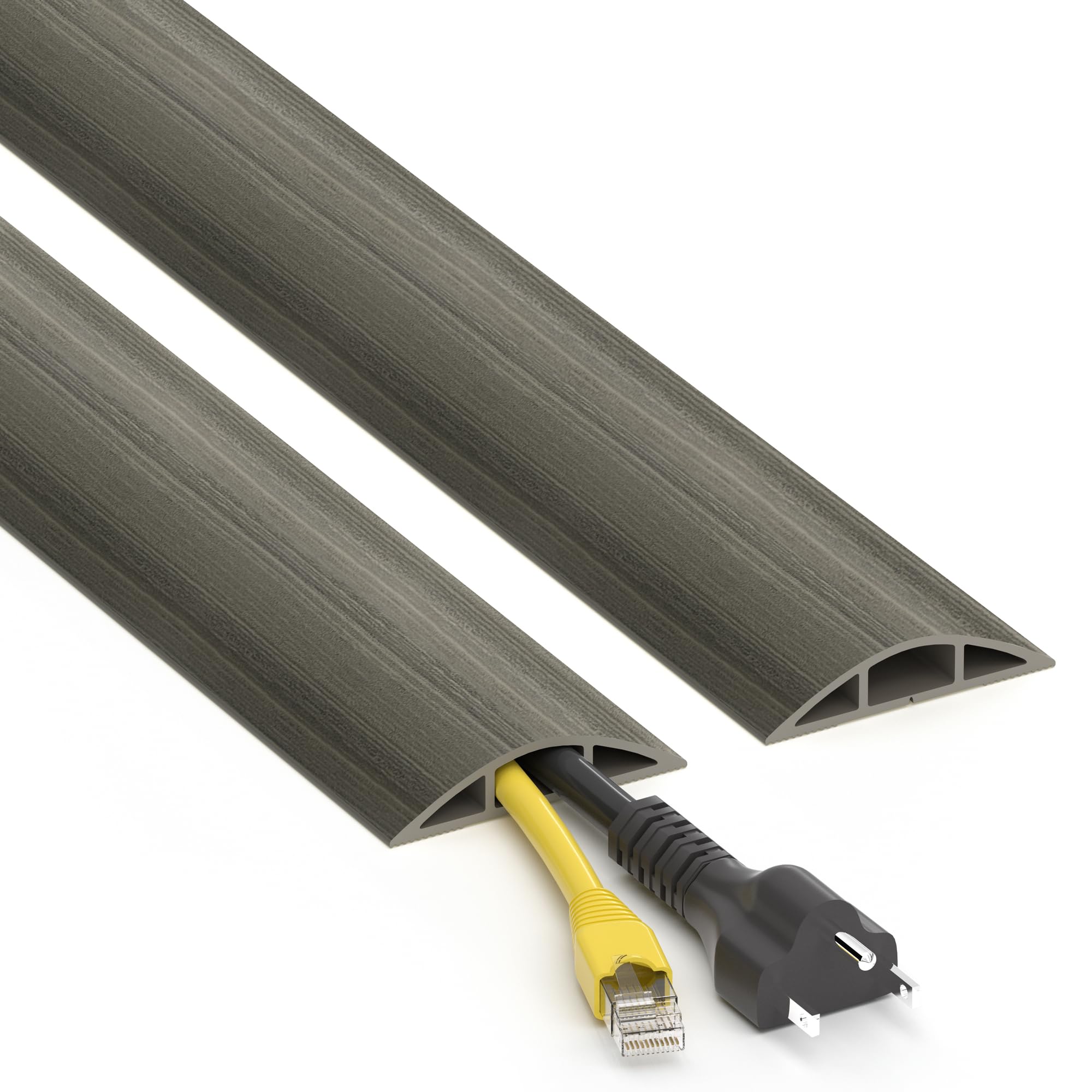 Floor Cord Cover 4ft, Gray Oak Wood Wire Hider Hide Extension Cords ...