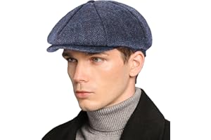 DSIA ZAMUR Mens Newsboy Cap High Woolen Tweed Gatsby Hat Ivy Cabbie Flat Golf Cap for Fathers Women Unisex