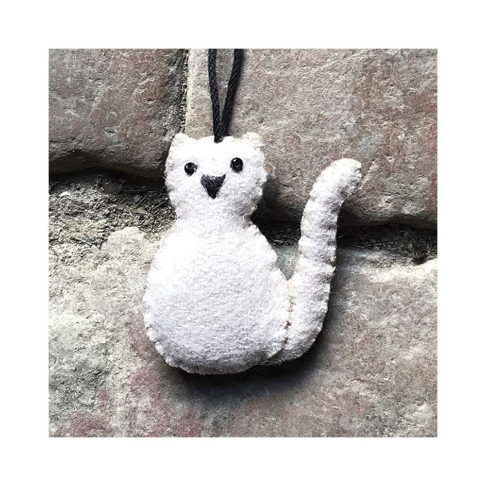 East of India Felt Hanging Cat - Beige