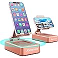 Jteman Portable Phone Stand with Speaker Bluetooth Wireless,Gifts for Men Women,Birthday for Women Men,Kitchen Gadgets for Men,Phone Holder for Desk - Rose Gold