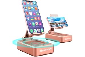 Jteman Portable Phone Stand with Speaker Bluetooth Wireless,Gifts for Men Women,Birthday for Women Men,Kitchen Gadgets for Men,Phone Holder for Desk - Rose Gold