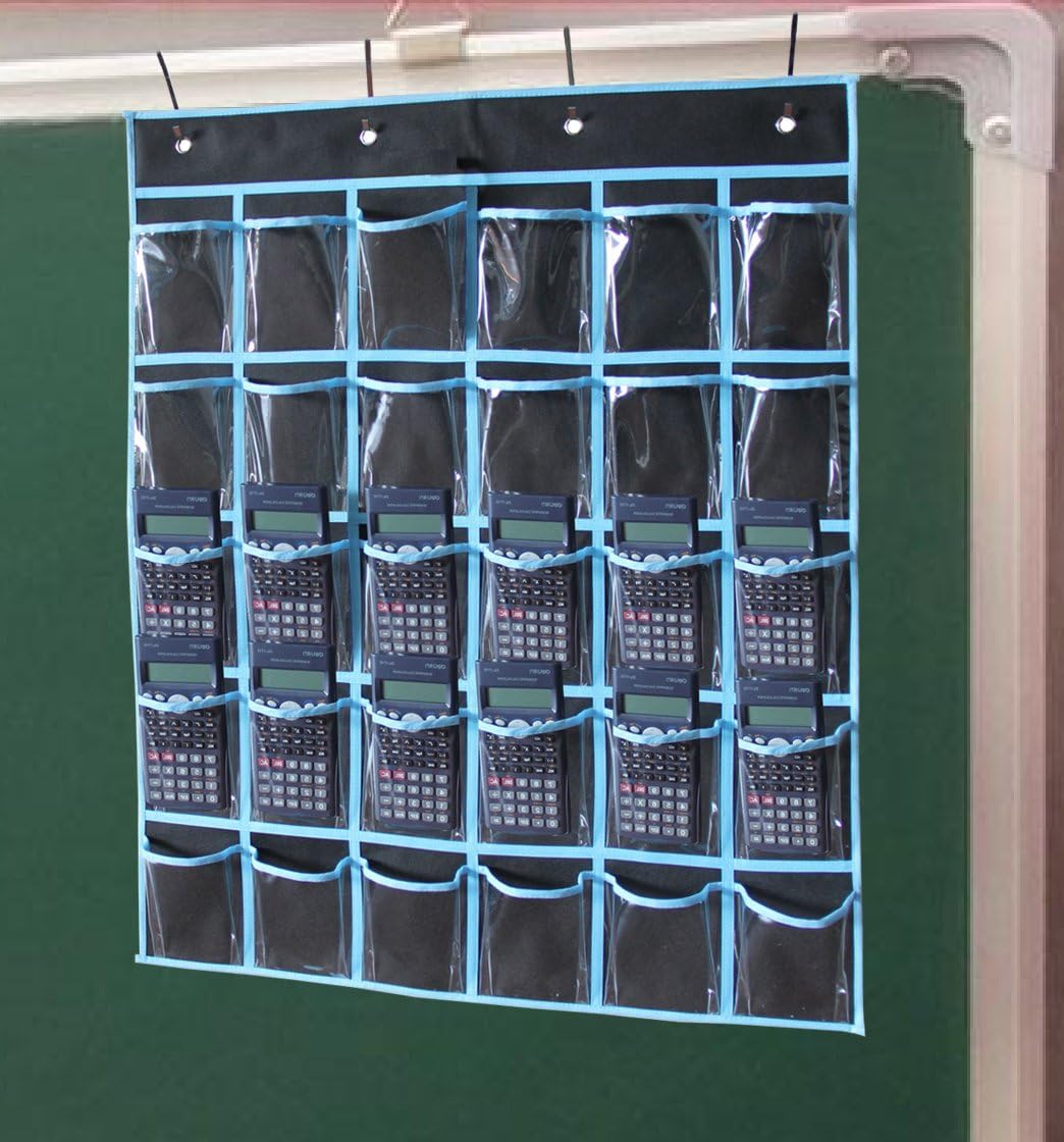 MISSLO Classroom Pocket Chart for Cell Phones Calculators, 30 Clear Pockets : Office Products