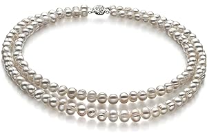 Julienne White 6-7mm Double Strand A Quality Freshwater 925 Sterling Silver Cultured Pearl Necklace