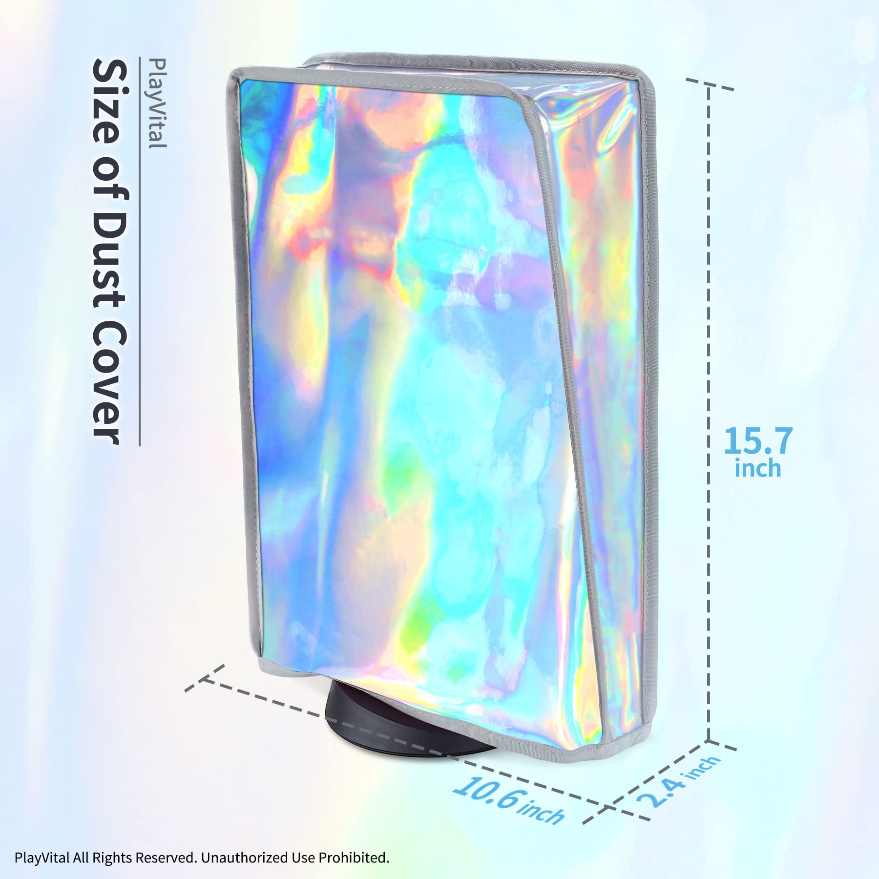 PlayVital Gradient Dust Cover for ps5, Soft Neat Lining Dust Guard for ps5 Console, Anti Scratch Waterproof Cover Sleeve for ps5 Console Digital Edition & Disc Edition - Aurora Silver