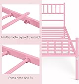 Yaheetech 3ft Single Metal Bed Frame with Headboard Footboard Pink view 9