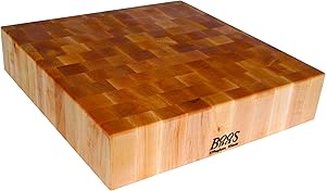 John Boos Block BB01 Classic Reversible Maple Wood End Grain Chopping Block, 24 Inches x 24 Inches x 6 Inches