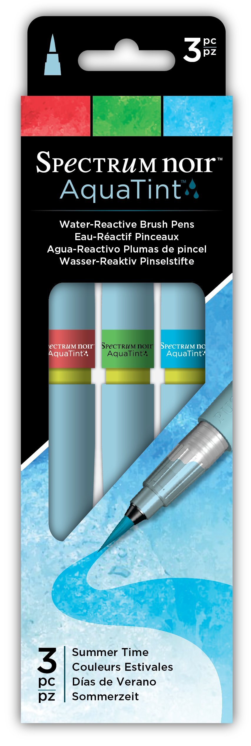 Spectrum Noir Pack of 3 Aquatint, Plastic, Summer Time, 25 x 7.3 x 1.5 cm