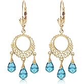 3.75 Carat 14k Solid Gold Chandelier Earrings Blue Topaz