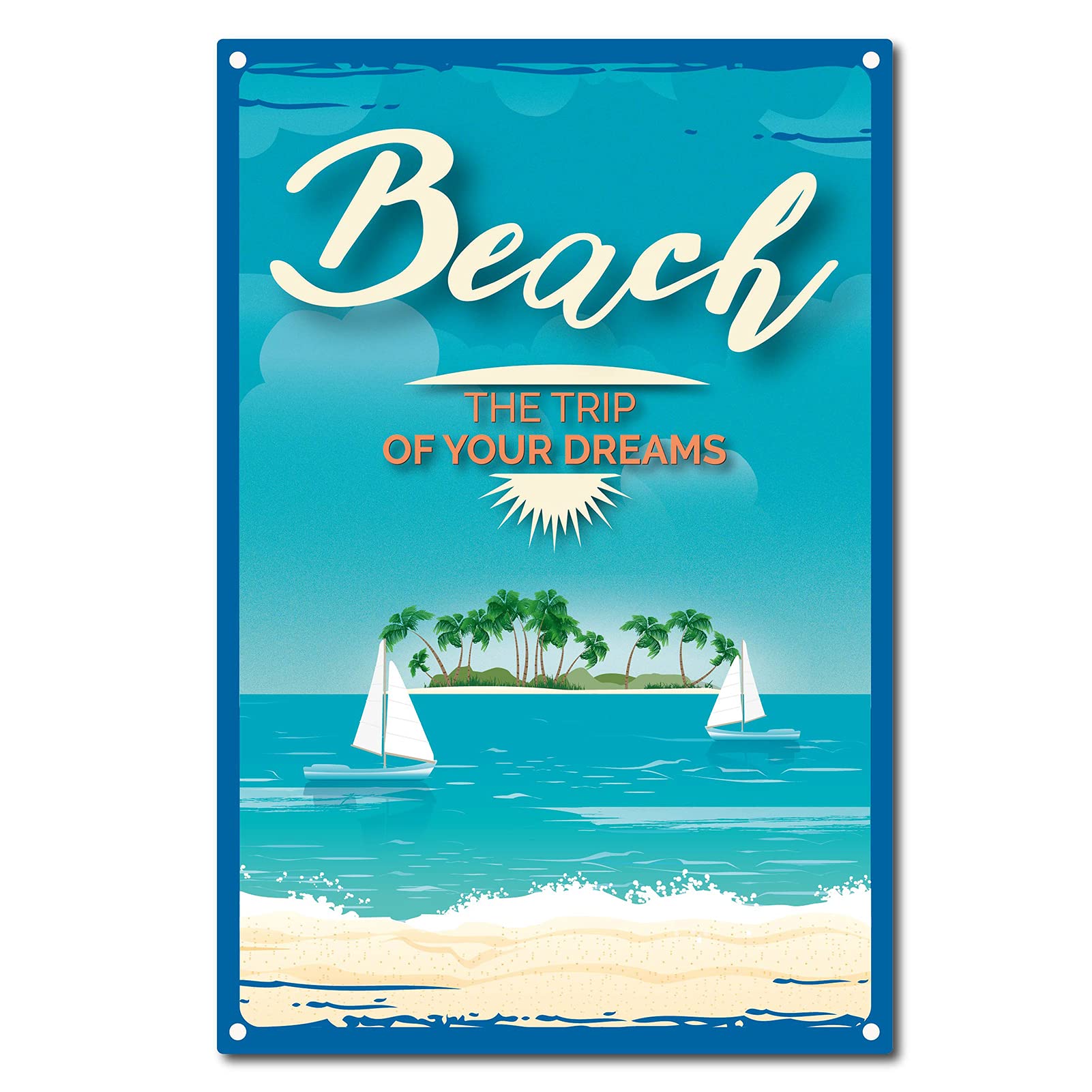 CREATCABIN Vintage Metal Tin Sign Beach the Trip of Your Dreams Funny Retro Signs for Cafes Bars Pubs Shop Wall Decor, 8 x 12 Inch