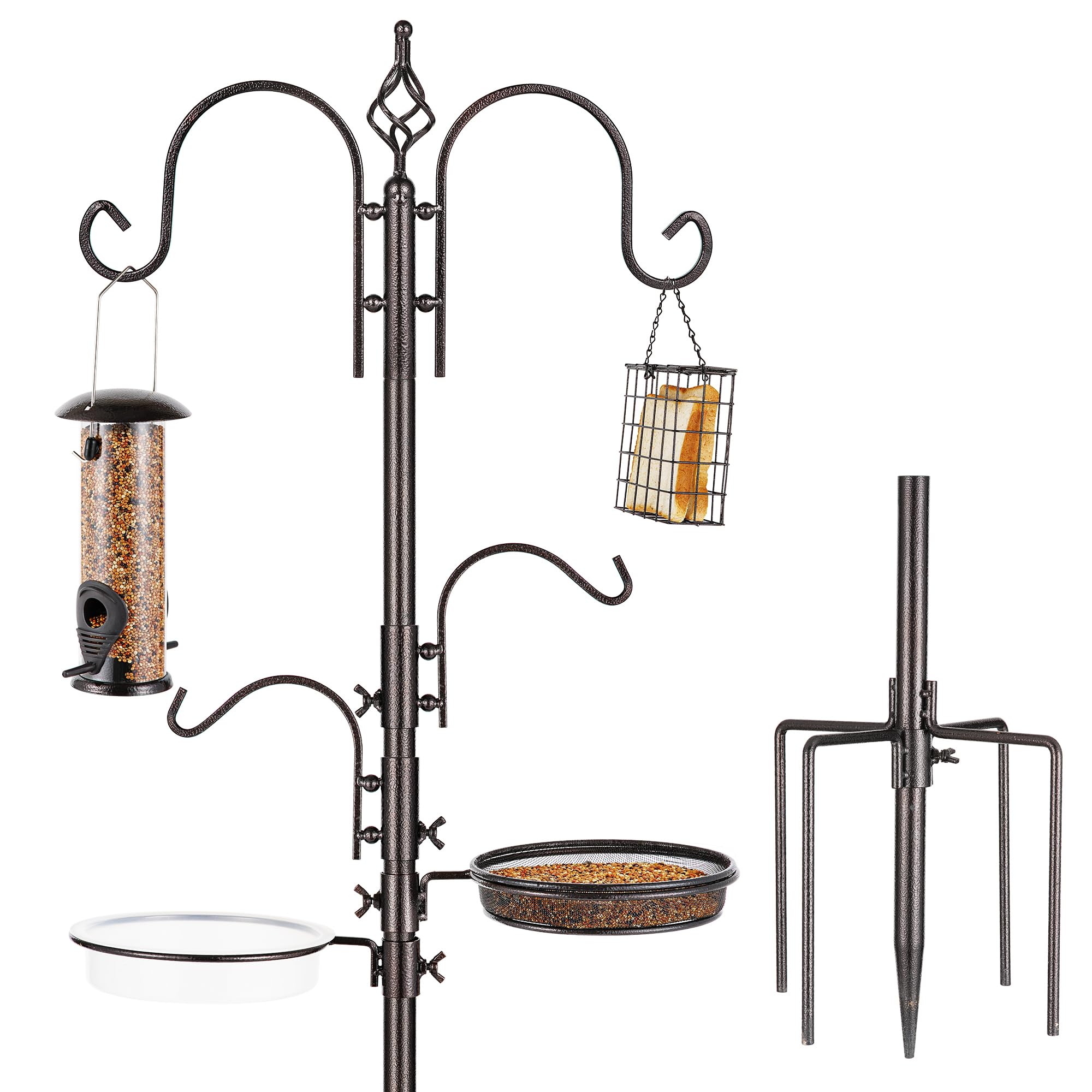 Urban Deco Bird Feeding Station Kit Bird Feeder Pole Multi Wild Bird Feeder Hanging Station Kit with Metal Suet Feeder Bird Bath for Attracting Wild Birds — image 1