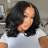 Tinashe Glueless Bob Wigs Human Hair Pre plucked Pre Cut Natural Black Loose Body Wave short Wig 5x6 Lace Pre-Bleached Knots HD Lace Front Wigs Human Hair for Black Women -12inch