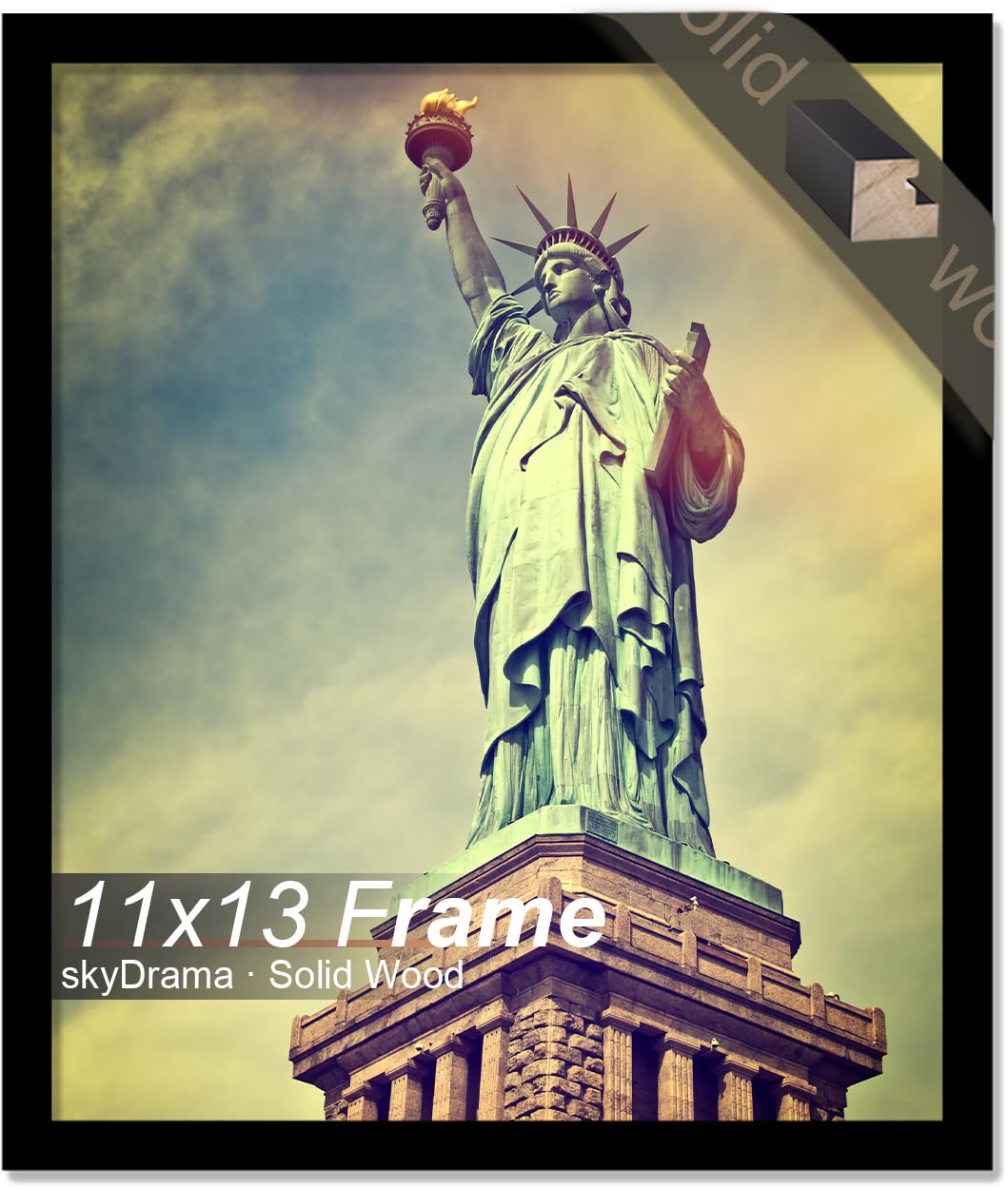 skyDrama 100% Solid Wood 11x13 Picture Frame, Black Frame for 11 x 13 Inch Picture Poster Photo, Light Weight 11 by 13 HQ Matte Black Frame for Wall - 1 Pack/Black/11 x13