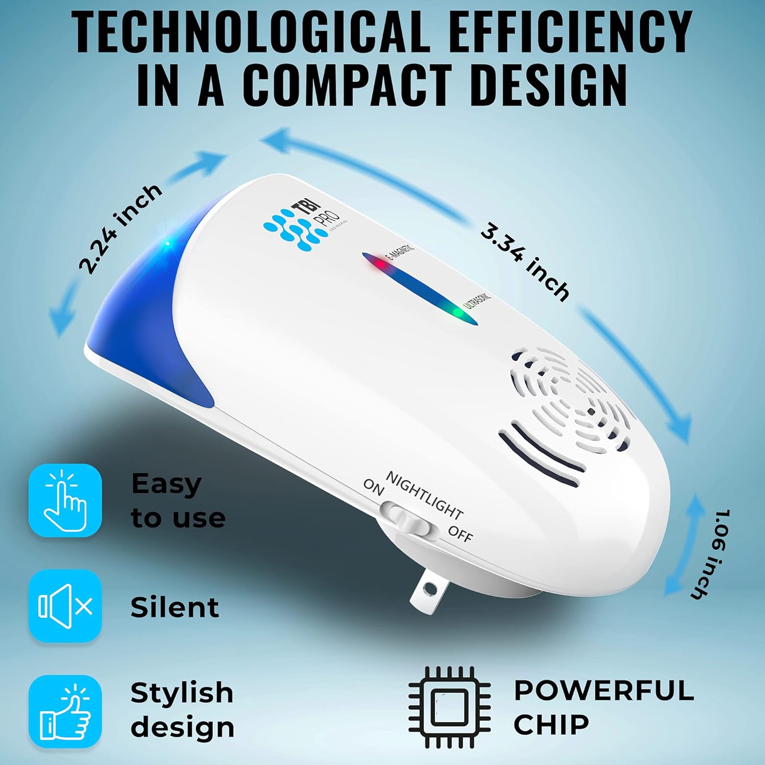 TBI Pro Pest Repeller Ant Fly Mosquito Mouse Rats Roach Repellent Indoor - Cockroach Control Safe Quiet Electronic Device - 1500 Sq.ft (White) : Garden & Outdoor