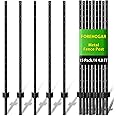 FOREHOGAR Metal Fence Post Black 4.8 Feet, Pack of 15, T Post for Wire Fence, No Dig Steel U Post Fencing for Lawn Garden Wire Mesh Fence Poles Sign Outdoor Light Duty