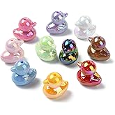 LiQunSweet 10 pcs Mixed Colors UV Plating Duck Acrylic Beads Lovely Farm Animals Beads for DIY Jewelry Bracelet Necklace Earring Crafts Bag Keychain Phone Decor