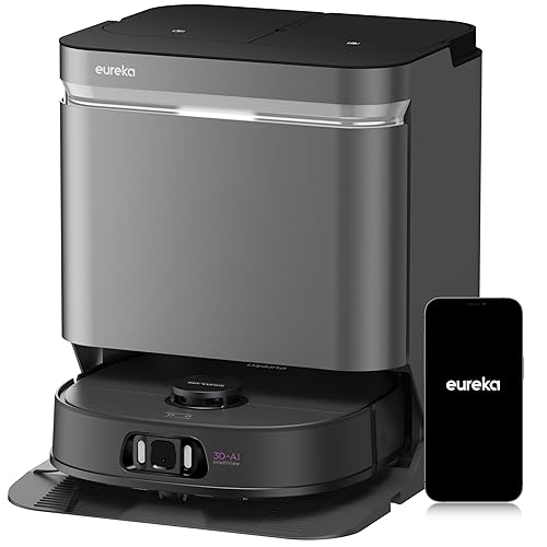 Eureka J15 Ultra Self Emptying Robot Vacuum, 19,000 Pa Suction, Flex-Arm Mop Design, 167℉Hot Water Mop Washing & 131°F Hot Air Drying, AI Obstacle Avoidance, Black