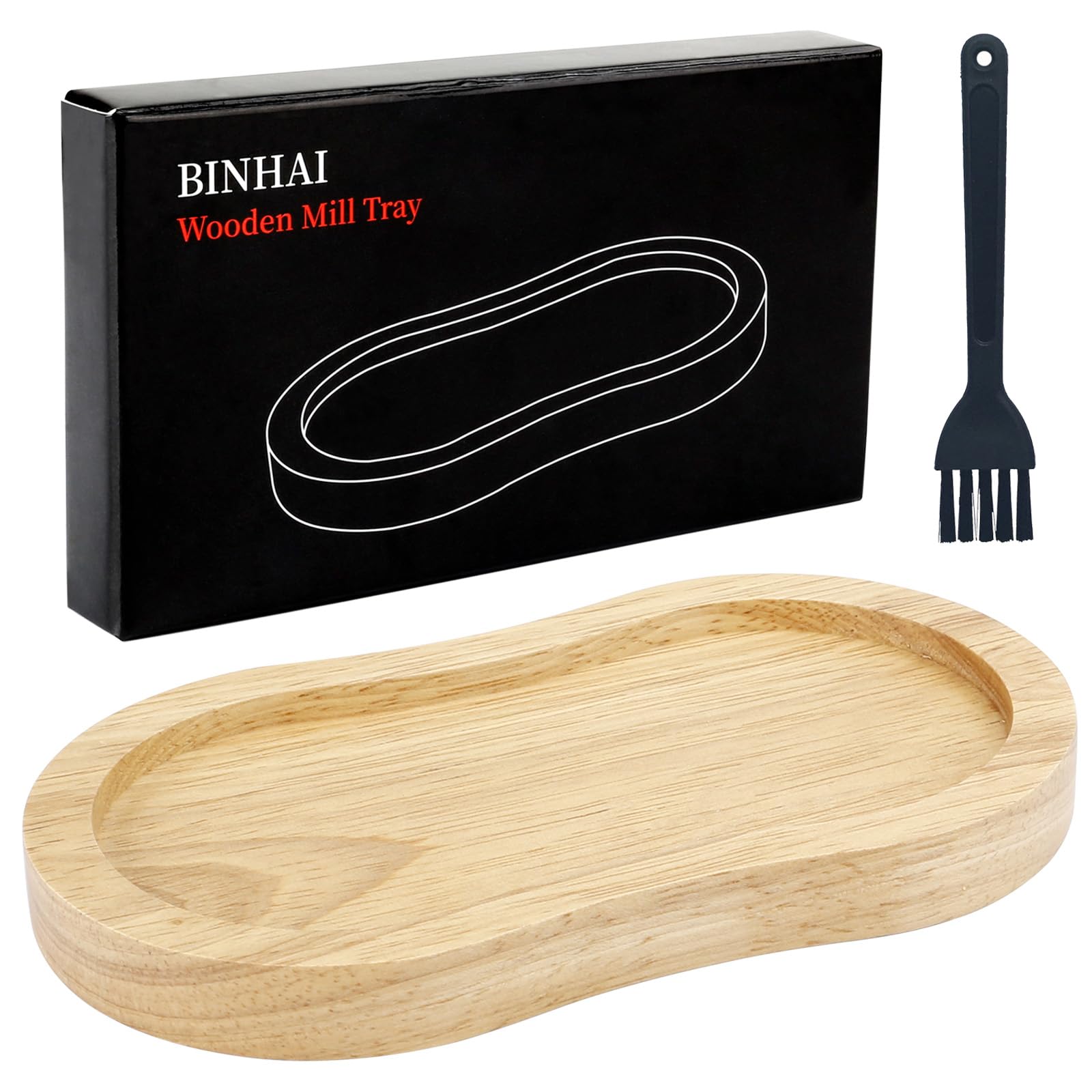 BINHAI Salt and Pepper Wooden Mill Rest, Wood Colours Pepper Grinder Tray, Work Surface and Dining Table Protector (Pepper Mill not Included)