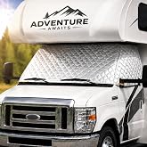 LATCH.IT RV Windshield Cover Compatible with Ford Class C E450 1997-2027 | Windshield Cover NOT made for Transit Vans | RV Front Window Cover w/ Mirror Cutout &amp; Corner Bands | Add Privacy &amp; Protection