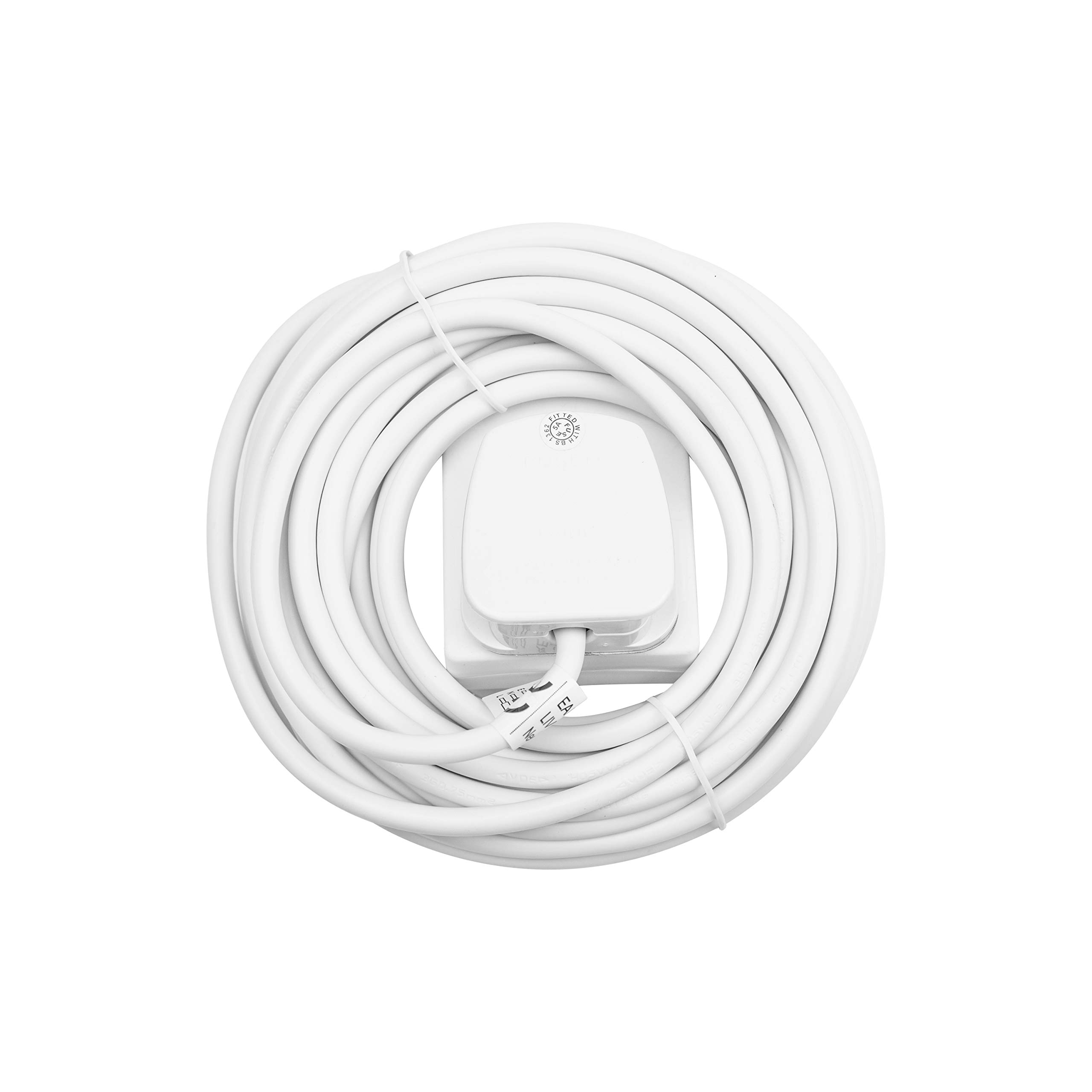 Benross 45280 10m Extension Lead / 1-Way Extension Cable/Ideal for Home, Office or Garden / 1 UK Plug Socket / 240V AC, 13 Amps/White Colour Cable