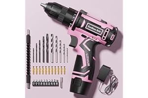 VIWKO Pink Cordless Drill Set, Electric Power Drill for Women, Lightweight Electric Screwdriver Driver with Battery & Charger, 3/8" Keyless Chuck, Womens Tool Kit for Home DIY Projects