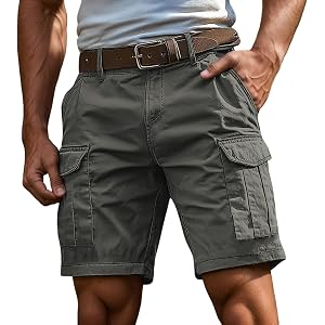 Twill Cargo Shorts for Men Casual Cotton Classic Bermuda Shorts with Pockets Drawstring Comfort Outfit