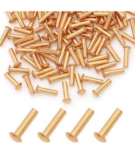 Uxcell 3mm X 10mm Solid Copper Rivets – Flat Head Shaft Bolts, Gold Tone, 50 Pcs Fasteners - View #7
