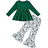 Woleroyir Girls Clothes Ruffle Long Sleeve Top and Floral Flared Pants Set 2 Piece Fall Winter Outfit