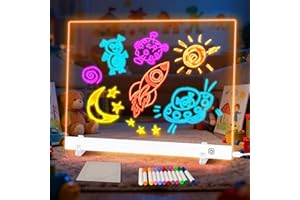 LuxuMach LumiBoard Led Drawing Board for Kids, LED Note Board with Colors, Glowing Acrylic Dry Erase Boards, Gift for Girls on Birthdays & Christmas (13.8" x 9.8", White)