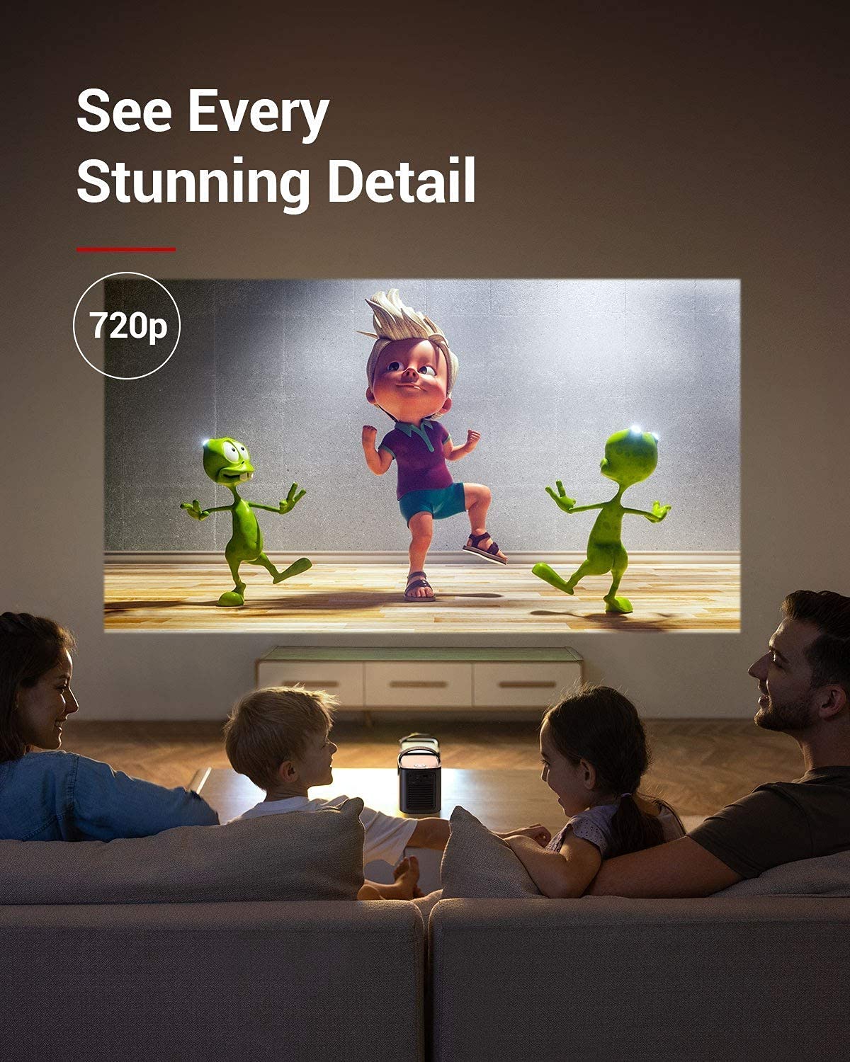 Anker by Mars II Pro 500 ANSI Lumen Portable Projector with Mars 2 Universal Tripod 3 Feet Black Tripods