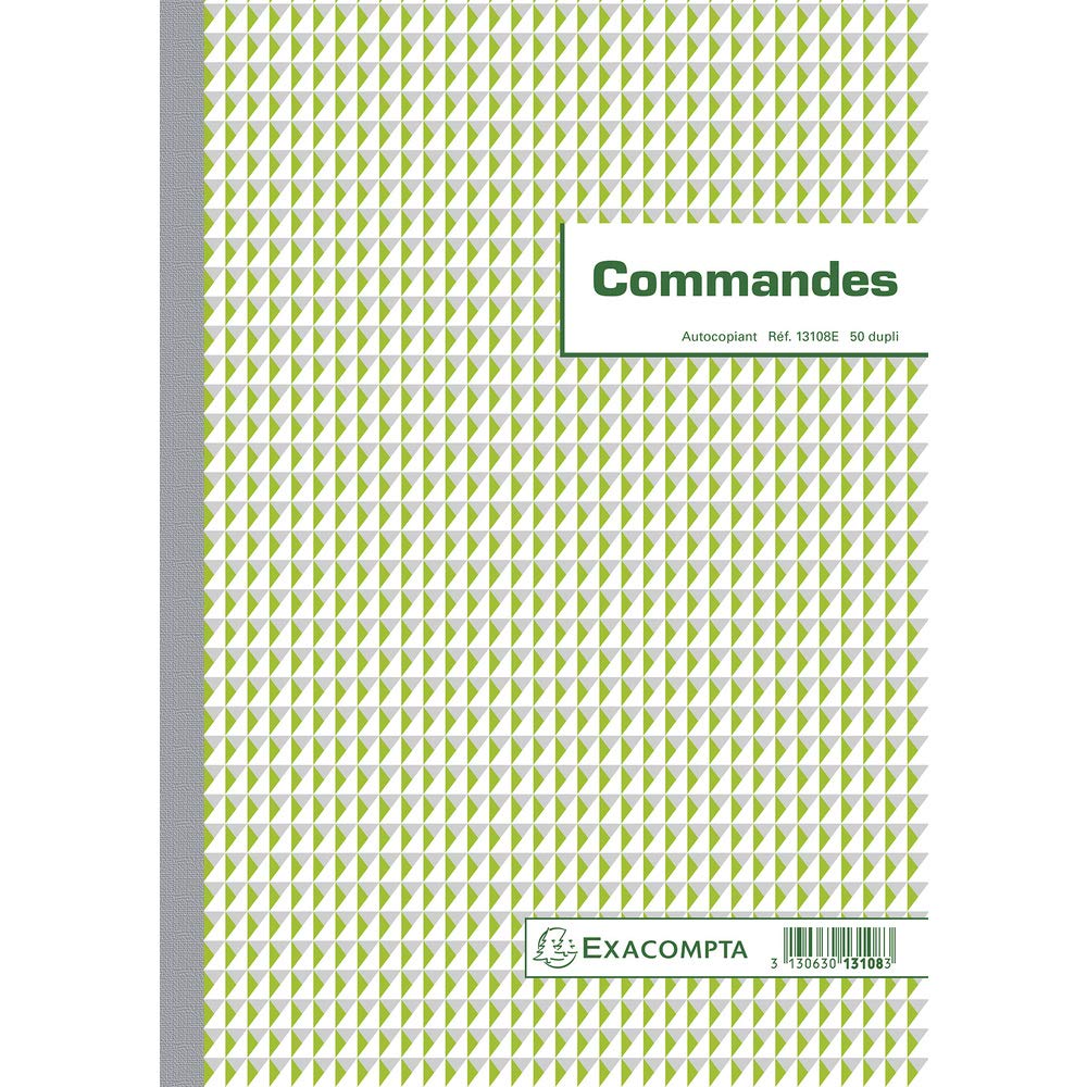 Exacompta - Ref. 13108AE - 1 Manifold COMMANDES - 50 numbered carbonless sheets in 2 copies (1 original + 1 copy) - A4 format - made in France