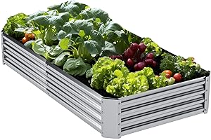 Jebosam Raised Garden Bed 6x3x1ft,Galvanized Raised Garden Bed Outdoor for Vegetables Flowers,Large Garden Raised Beds,Metal Planter Box for Fruits Herbs，Planter Raised Beds for Gardening