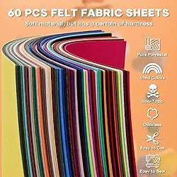 HTVRONT Felt Sheets for Crafts - 60pcs Felt Squares
