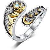 ONEFINITY Spoon Rings for Women 925 Sterling Silver Sun and Moon/Cardinal/Bee/Dragonfly/Mother Daughter/Horseshoe/Mushroom Adjustable Thumb Spoon Rings Boho Vintage Jewelry Gifts for Women