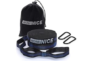 Hammock Straps with 2 Carabiners, WoneNice Tree Straps for Hammock&Swing, 20 ft Long & 42 Adjustable Loops, 2000 LBS Combined Breaking Strength Tested, Lightweight & Tree Friendly. No Stretch Polyeste