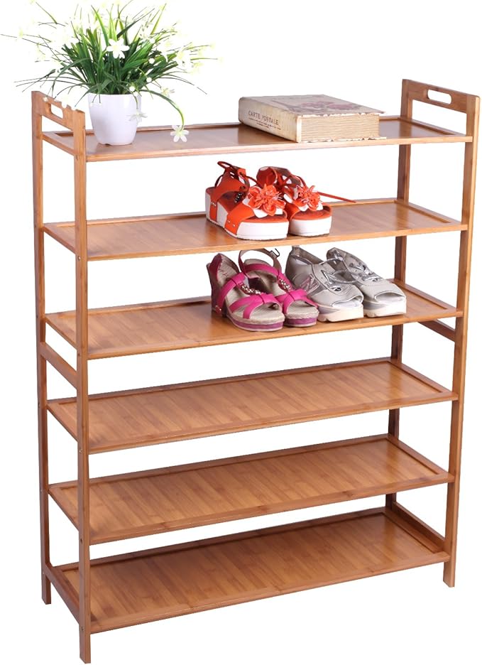 Cinlv 6 Tier Bamboo Shoe Shelf Storage