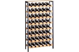 VEVOR 48 Bottle Wine Rack,8-Tier Iron Wine Bottle Holder with Wood Table Top,Freestanding Floor Display Wine Storage Shelves,