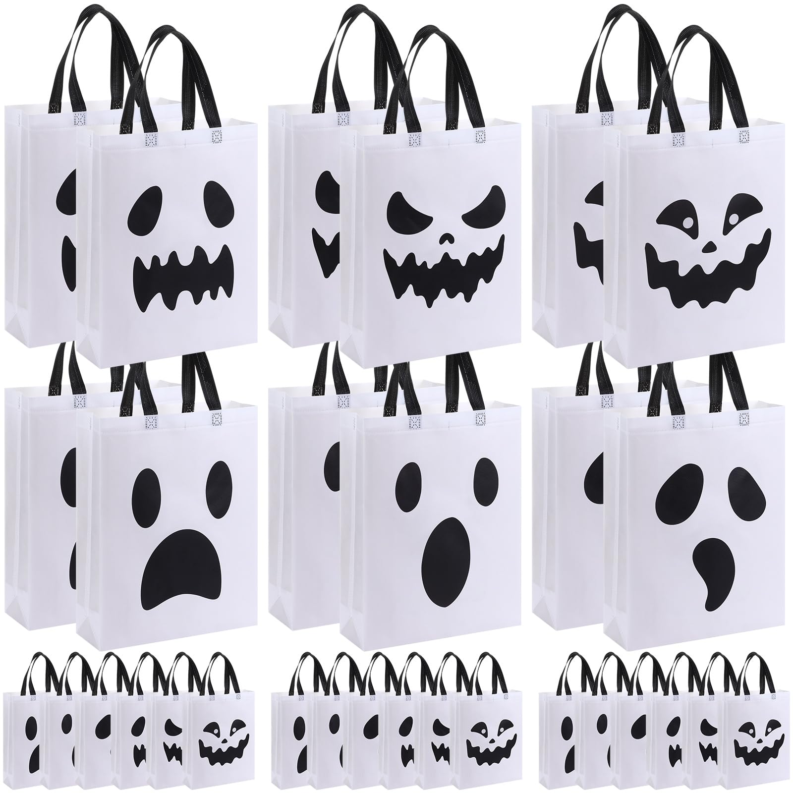 Photo 1 of Sanwuta 24 Pcs Halloween Tote Gift Bags 14.9 x 11.8 Large Treat or Trick Ghost Reusable Non Woven Candy Goodies Bags for Halloween