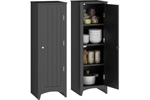 HOMCOM 48" Tall Kitchen Pantry Cabinet, Modern Kitchen Storage Cabinet with Recessed Door, 4 Tier Shelving and Adjustable She