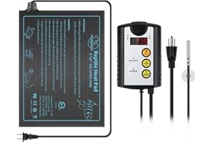 HYDGOOHO Reptile Heat Pad with Thermostat Under Tank Terrarium Heater MET Approved Waterproof Heat Mat Terrarium Accessories for Snake Lizard Hermit Crab Turtle Frog Spiders (6X8`` Pad +Thermostat)