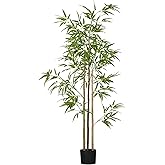 HOMCOM 6FT Artificial Bamboo Tree, Faux Decorative Plant in Nursery Pot for Indoor Décor
