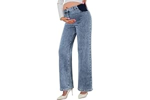 BLENCOT Maternity Jeans for Women High Waist Straight Leg Pregnancy Denim Pants with Pockets
