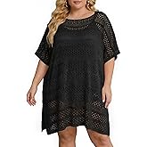 Chalier Swimsuit Coverup for Women Crochet Beach Cover Ups Hollow Out Plus Size Bathing Suit Cover Up Swim Dress