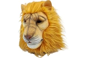 BEENODI Fun Lion Costume Mask | Adult Size | Latex and Mane Material, Durable, Elastic, Suitable for All Kinds of Masquerade Parties