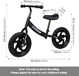 Stream 12 Inch Balance Bike Carbon Steel Frame No Pedal for Kids 2-6 Black view 6