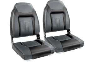 NORTHCAPTAIN S1 Deluxe A Pair of Marine High Back Folding Fishing Boat Seat,Stainless Steel Screws Included,Charcoal/Black(2 Seats)